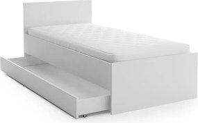Pat ELISA 90 x 200 cm, albă Saltea: Saltea Coco Maxi 20 cm, Somiera: cu somiera din lamele