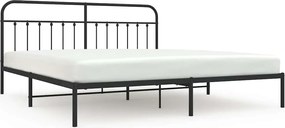 vidaXL Cadru de pat metalic cu tăblie, negru, 193x203 cm
