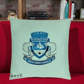 Perna Personalizata Dacia Unirea Braila 1919 Fotbal, 40x40 cm, Verde Menta, Husa Detasabila, Perna Inclusa, BEKZ®