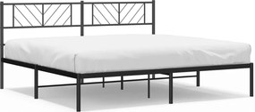 vidaXL Cadru de pat metalic cu tăblie, negru, 200x200 cm