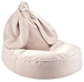 Fotoliu puf pentru copii bej cu tapițerie din catifea Bunny – Wigiwama