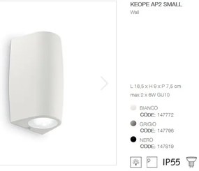 Aplica LED iluminat exterior design modern cu protectie IP55 KEOPE AP2 SMALL alb 147772