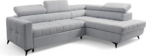 Colțar cu funcție de dormit Nardo L, extensibil, dreapta, - chenille gri deschis Vibe 85