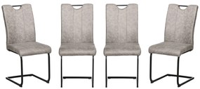 HOMCOM Set de 4 scaune de sufragerie cu acoperire din microfibră, picioare sanie din oțel și mânere 43 x 58,5 x 96,5 cm gri | Aosom Romania