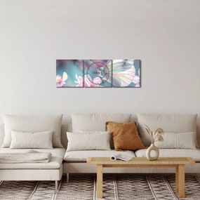 Tablou - Fluture pe un cireș (cu ceas) (90x30 cm)