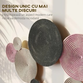 HOMCOM Artă Murală cu 8 Discuri 3D și Accesorii de Montare Incluse, Decorații Metalice de Perete, 110x7x58 cm, Bronz, Portocaliu și Galben | Aosom Romania