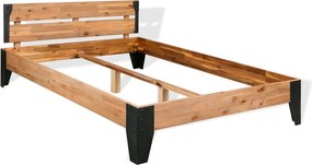 vidaXL Cadru de pat, 152x203 cm, lemn masiv de acacia & oțel