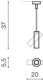 Spot directionabil cu brat, aplicat de tavan/plafon LENS ROUND negru/auriu