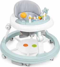 Premergator multifunctional Kidizi Pippa albastru pentru baieti, cu panou interactiv pentru picioare, tavita muzicala detasabila si inaltime reglabila pe 3 niveluri