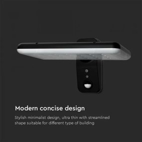 LED lampă solară de perete cu senzor, 15W, 3,2V, 4000K/6000K, IP65, negru