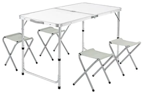 Set masa + 4 scaune de gradina pliante/de camping Aluminiu
