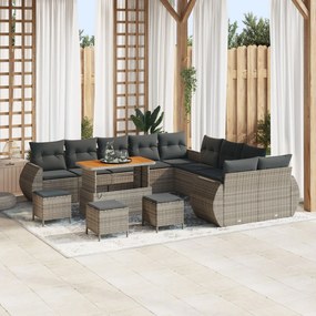 vidaXL Set de canapele pentru grădină 13 pcs Gri poliratan
