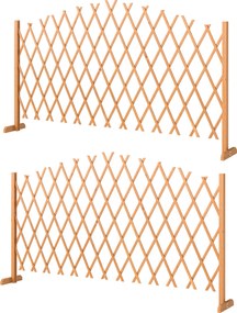 Outsunny Gard de delimitare Set 2 grilaje tip foarfecă extensibile, barieră autoportantă cu picioare 180 x 30 x 103 cm Maro | Aosom Romania