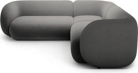 Colțar gri închis cu tapițerie din catifea Kate – Micadoni