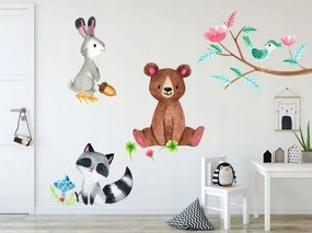 Autocolant de perete colorat cu animale din pădure 120 x 240 cm