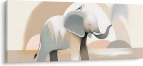Tablou - Elefant în culori pastel (120x50 cm)
