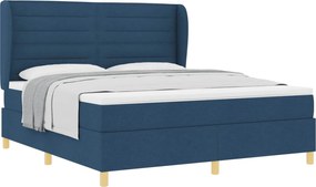 vidaXL Pat cu arcuri cu saltea albastru 200 x 180 cm țesătură