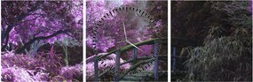 Tablou -cu grădina violetă (cu ceas) (90x30 cm)