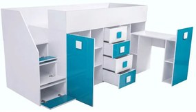 Pat multifuncțional 90 cm Toreno 3 (Alb + alb lucios + gri lucios) (S). 1083327