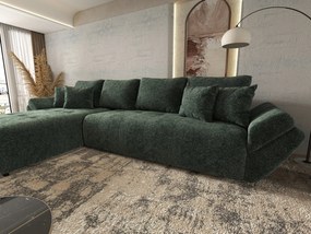 Colțar extensibil dumonde cu ladă de depozitare si sezut confortabil din spuma high-density, Berlin XL Euphoria Green 350x185 cm