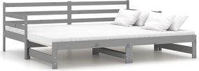 vidaXL Pat extensibil de zi, gri, 2x(90x200) cm, lemn masiv de pin