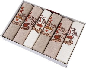 decoDoma Set prosoape bucătărie vafelă CAFEA 40 x 60 cm 6 buc