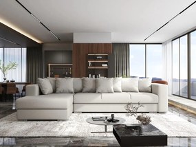 Colțar extensibil dumonde cu ladă de depozitare si sezut confortabil din spuma high-density, Gloria Enjoy Beige 320x183 cm