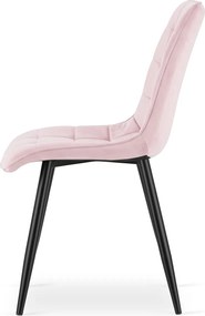 Scaun de masa SPLIT VELVET cu picioare negre, roz deschis