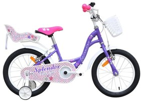 Bicicleta pentru copii NOVOKIDS™ Splend'Or Boom PRO Edition, Cu cosulet pentru papusi, Roti 16" inch, Maxim 50 kg, Cadru din otel, Roti ajutatoare