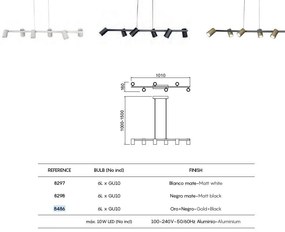Lustra suspendata cu 6 spoturi SAL alb MA-8297