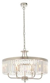 Endon 90263 - Candelabru Chesterfield pe lanț, 6 x E14, 6 W, 230 V, diametru 55 cm, crom lucios