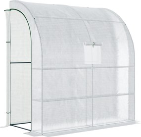 Outsunny 7' x 3' x 7' Outdoor Walk-In Greenhouse, Plant Nursery with Roll-up Windows, PE Cover, and 3 Wire Shelves, White | Aosom Romania