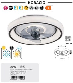 Lustra LED cu ventilator si telecomanda, Horacio D 47cm