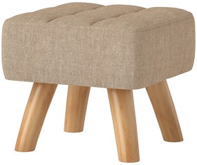 HOMCOM Repose pied salon ottoman scaun căptușit în material textil cu picioare din lemn 27 x 27 x 26 cm marron clair | Aosom Romania