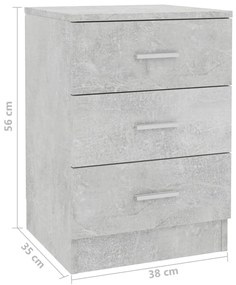 Noptiera, gri beton, 38x35x56 cm, PAL 1, Gri beton