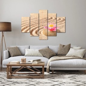 Tablou cu piatră și floare pe nisip (150x105 cm)