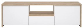 Comodă TV albă-în culoare naturală cu aspect de lemn de stejar 179x52x48 cm Next – Tvilum