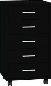 vidaXL Dulap cu sertare și roți, negru, lemn prelucrat