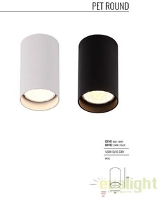 Spot aplicat design modern PET ROUND negru C0142 MX
