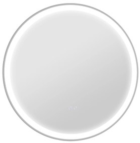kleankin Oglindă rotundă luminată cu LED pentru baie Ø 80 cm montabil cu iluminare 3 culori comutator tactil 46W alb argintiu | Aosom Romania