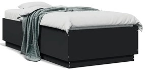 3209661 vidaXL Cadru de pat cu lumini LED, negru, 90x190 cm, lemn prelucrat