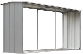 vidaXL Șopron depozitare lemne, oțel galvanizat, 330x92x153 cm, gri