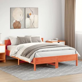 vidaXL Cadru de pat fără saltea, maro ceruit 150x200 cm lemn masiv pin