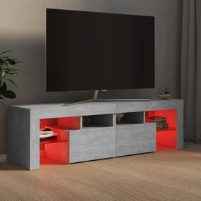 Comoda TV cu lumini LED, gri beton, 140x36,5x40 cm 1, Gri beton
