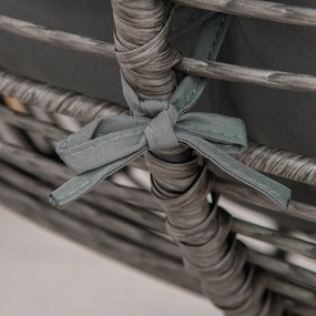 Outsunny Fotoliu pentru grădină cu rest de picior din metal epoxidic și răchită rezistentă la aspect de răchită cu perne moi, gri | Aosom Romania