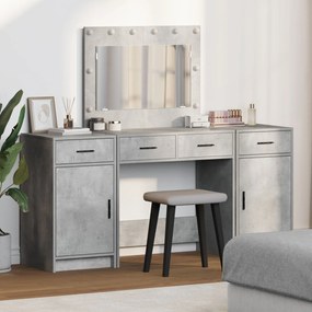 vidaXL Masă de Machiaj cu ușă 3 pcs Gri 40 x 41 x 75 cm Lemn compozit