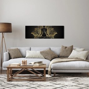 Tablou - Silueta într-o floare de lotus (cu ceas) (90x30 cm)