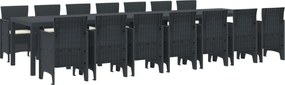 vidaXL Set de masă de grădină cu perne cu pernă 15 pcs Antracit PP
