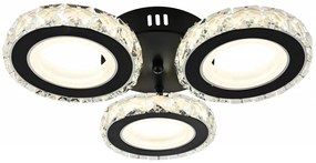 Lustra LED Cu Telecomanda, Elit's Cristal, 3 cercuri, Negru, 72 W