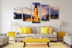 Tablou 5-piese Big Ben noaptea în Londra
